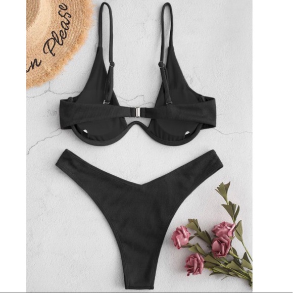 ZAFUL Ribbed High Leg Underwire Bikini - Picture 2 of 5